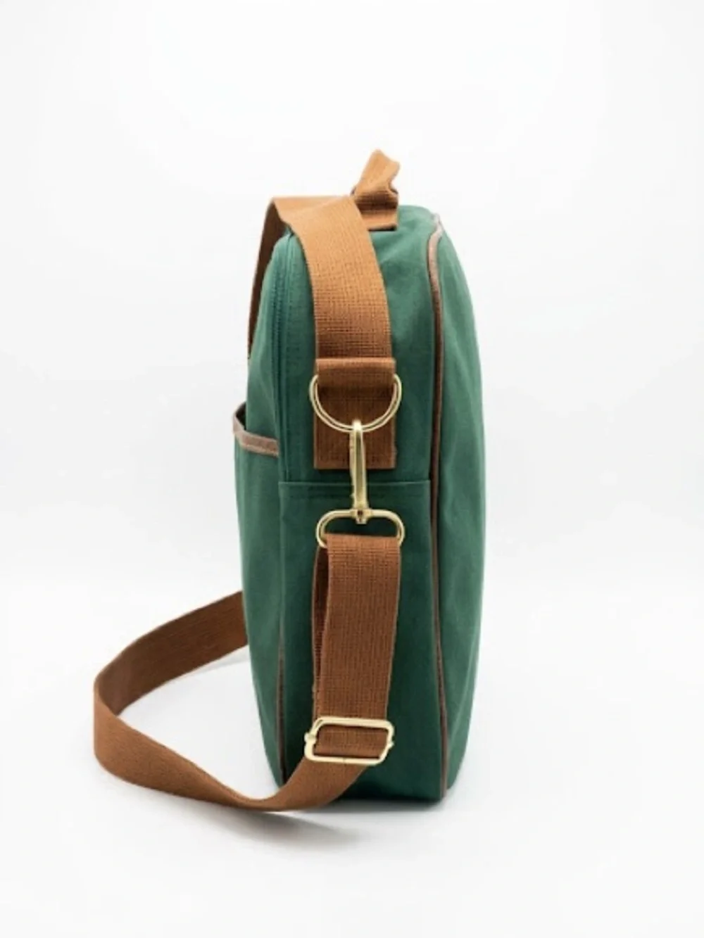 Polo Green Canvas Travel Duffel with Brown Trim and Adjustable Strap